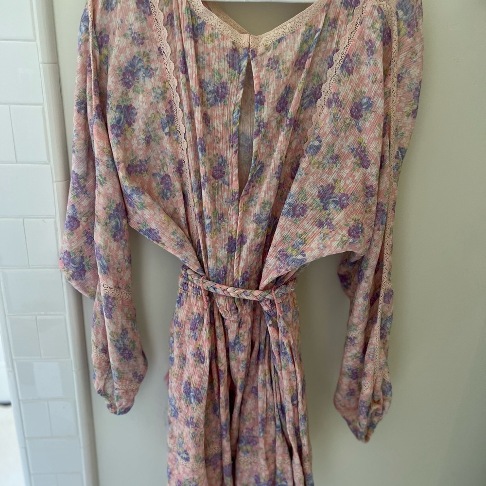 LoveShackFancy Pink and Blue Long Sleeve Sundress - Picture 6 of 6